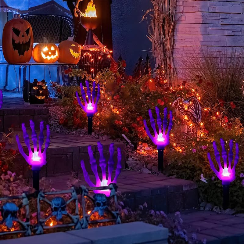 Halloween yard waterproof skeleton hand string lights