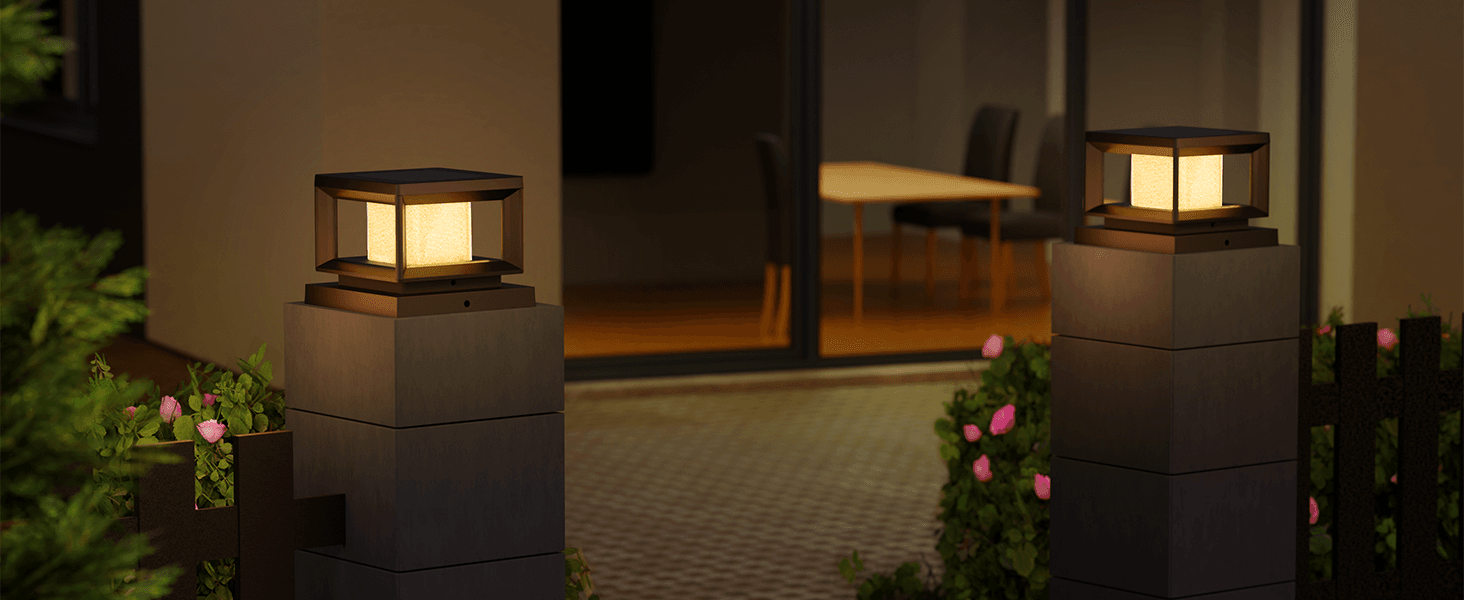 Great solar cap post lights to add a warm atmosphere!