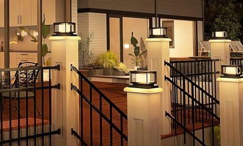 Mlambert 8 Pack Solar Post Lights Outdoor, Waterproof Fence Cap Lights for Deck, 4x4 6x6 Wooden Vinyl Outdoor Lights with Shinning Effect, Black-2