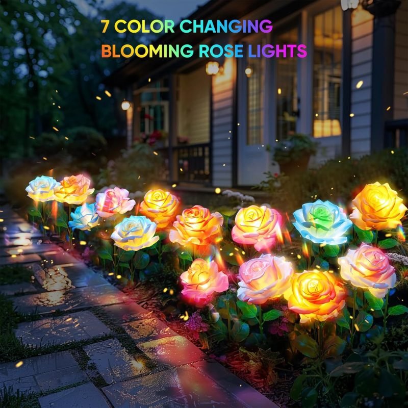 Solar-powered rose light