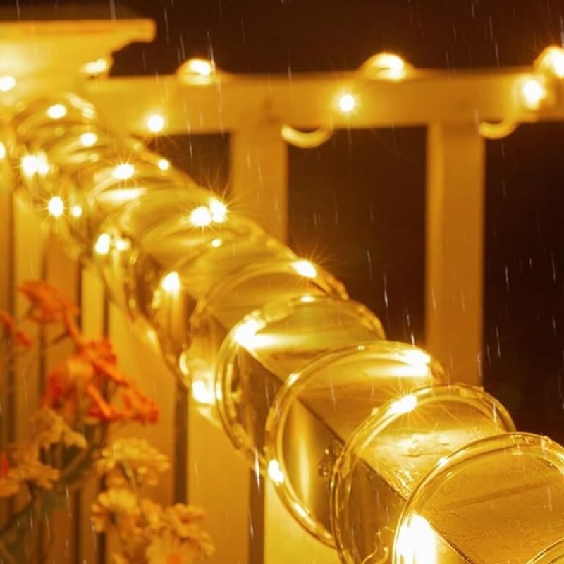 Solar-powered tubing copper wire string lights